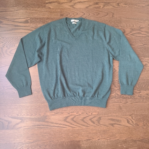 Peter Millar merino wool vneck sweater Men's Size XL  green - Picture 1 of 8